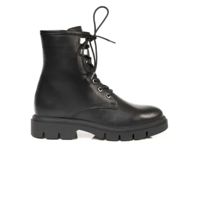 بوت و نیم‌ بوت زنانه کفش نظامی چرم طبیعی مشکی - 5027