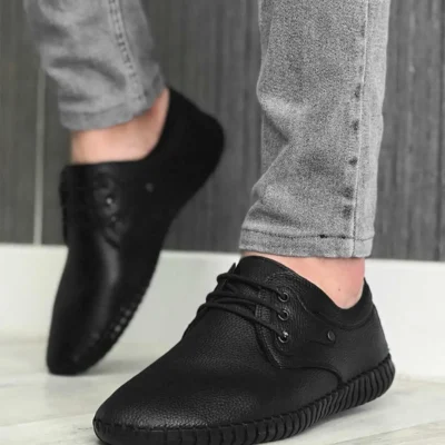 کفش روزمره مردانه سیاه تابستانی تمام اورتوپدیک مدل جدید فصل 2021 - 4642