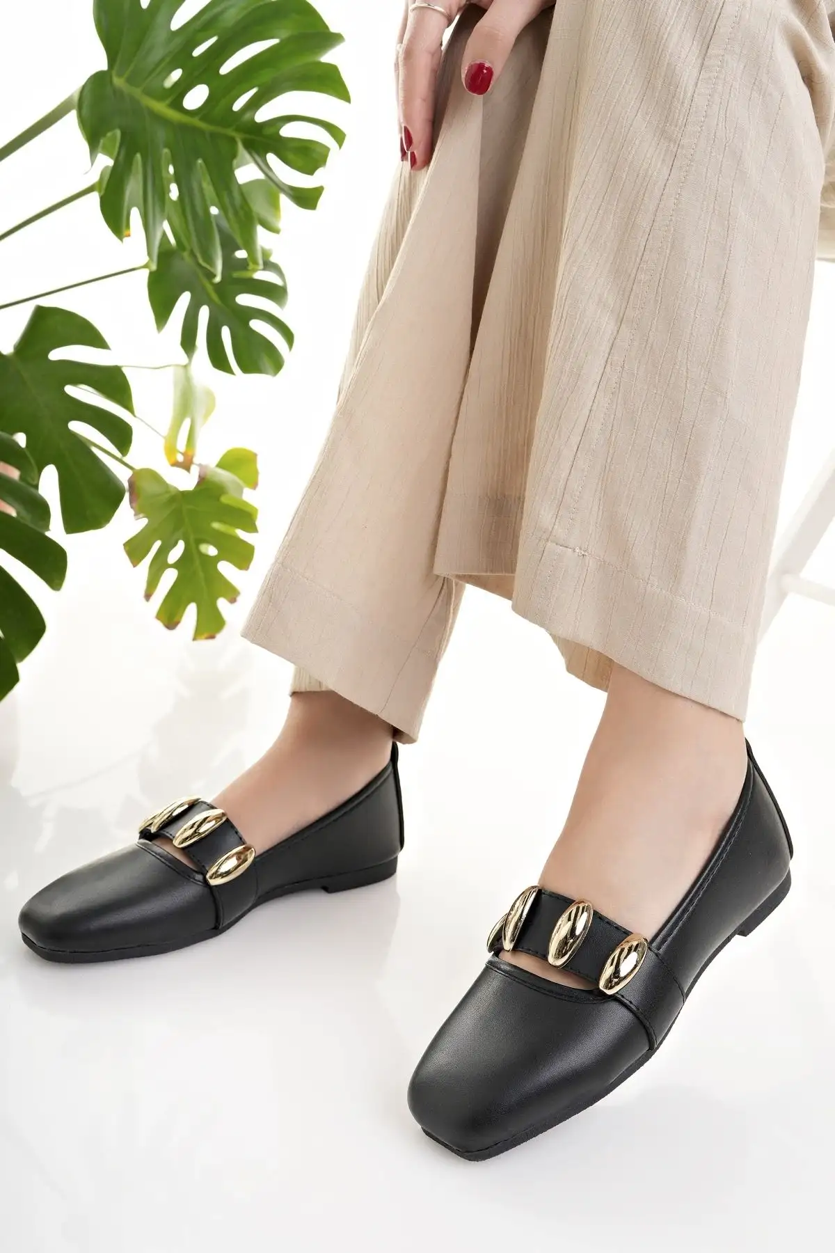 کفش تخت زنانه  باله  مشکی شیک برای خانه کار اداری و روزمره - 4528 کفش تخت زنانه باله مشکی شیک برای خانه کار اداری و روزمره - 4528