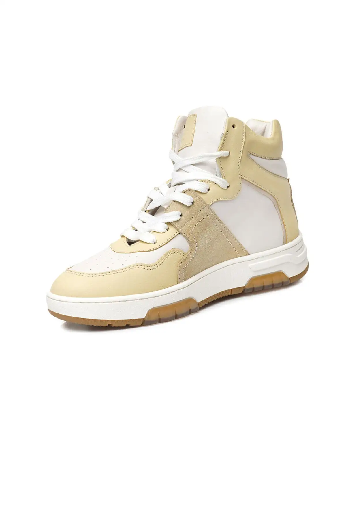 بوت و نیم بوت زنانه بوت اسنیکر چرمی واقعی زنانه سفید و زرد - 3461 بوت و نیم بوت زنانه بوت اسنیکر چرمی واقعی زنانه سفید و زرد - 3461