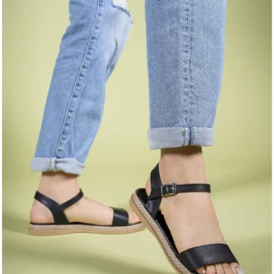 کفش صندل زنانه سندل 0012058 چرم سیاه - 4861