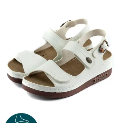 کفش صندل زنانه روزمره با کفی ارتوپدیک آناتومیک و دو بند چسبی با قفل از پشت - 5332