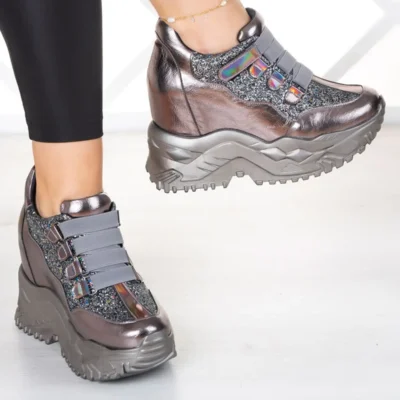 کفش پاشنه‌ بلند زنانه ورزشی پنهان پرکن پلاتین الکساندریا - 5118