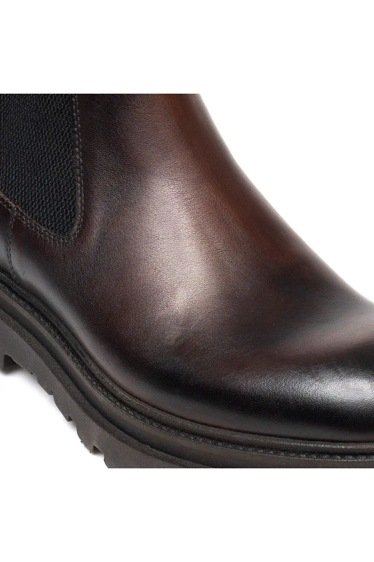 بوت مردانه چکمه چلسی از چرم طبیعی قهوه‌ای تیره ۳K1OB16281 - 4948