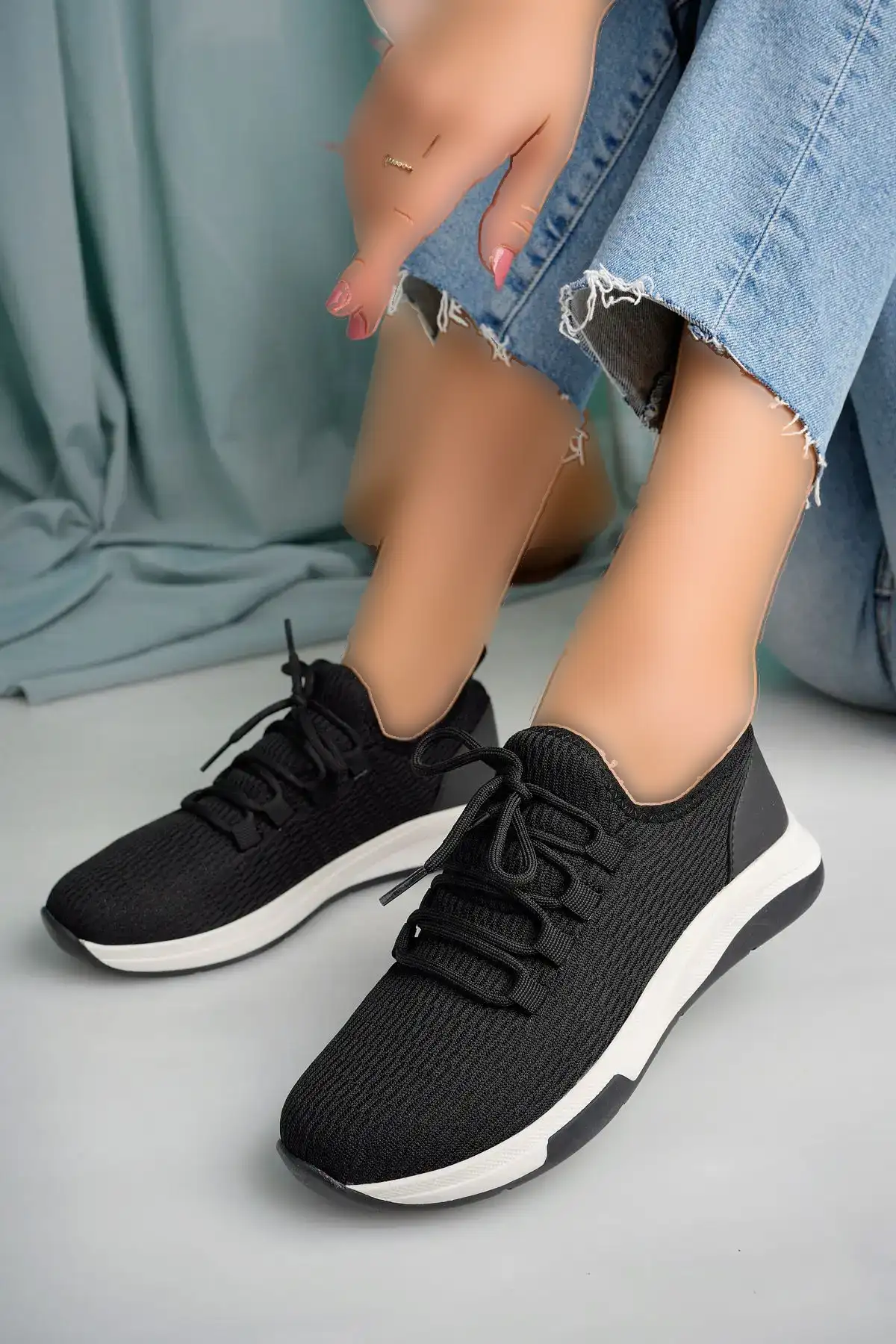 کفش تخت زنانه کفش روزمره مشکی زنانه با شبکهبندی - 3793 کفش تخت زنانه کفش روزمره مشکی زنانه با شبکهبندی - 3793