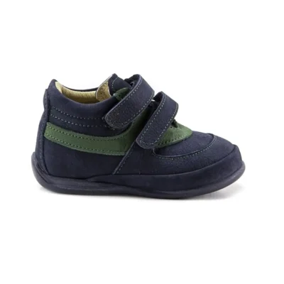 بوت بچگانه کفش چکمه‌ای اورتوپدیک با پشتیبانی برای اولین قدم‌ها، چرم‌دار و سرمه‌ای، مخصوص پسران بچه. - 3413