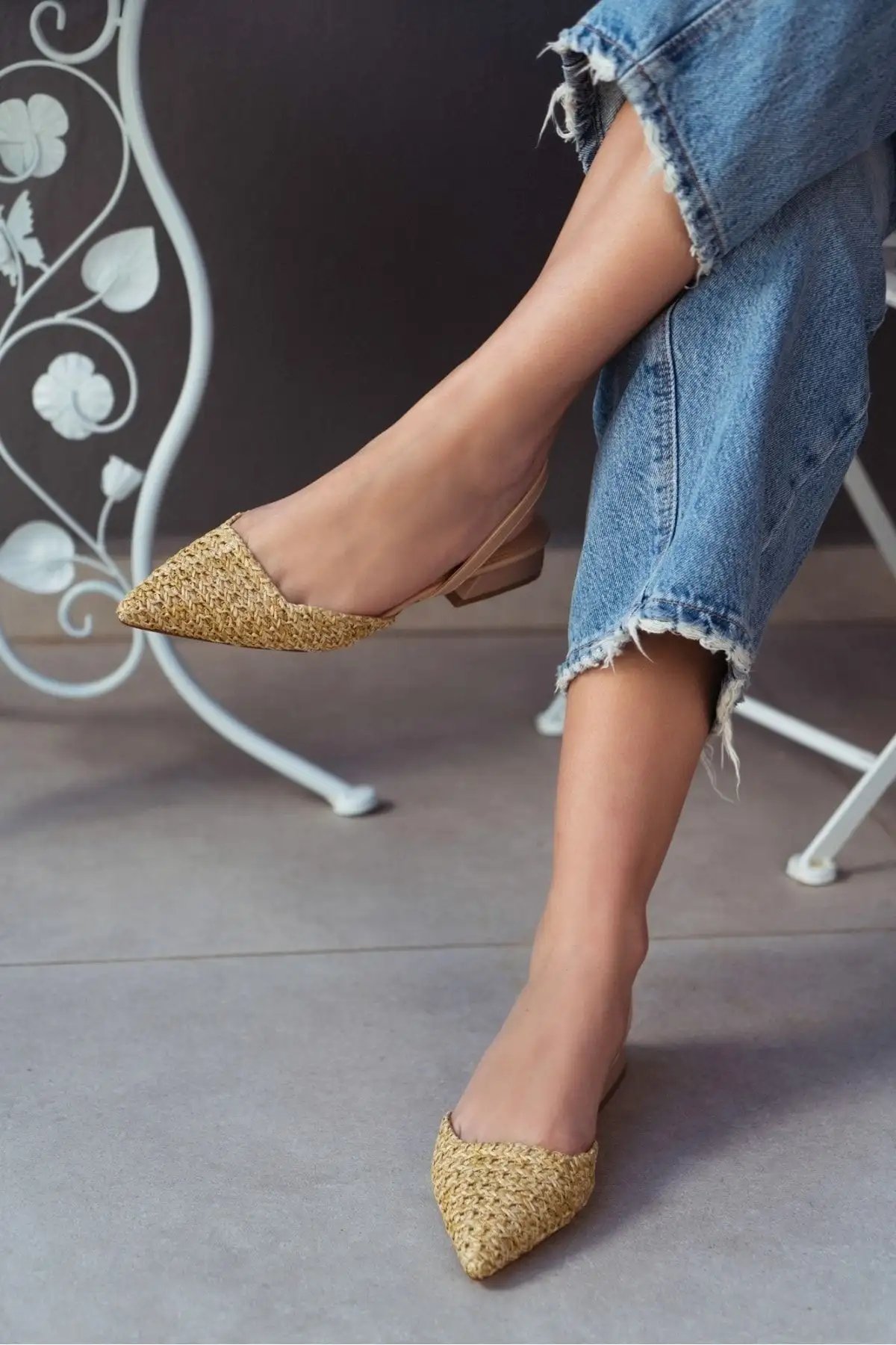 کفش تخت زنانه الویرا بیج آبی رنگ با پاشنه پشتی و نوک تیز - 4529 کفش تخت زنانه الویرا بیج آبی رنگ با پاشنه پشتی و نوک تیز - 4529