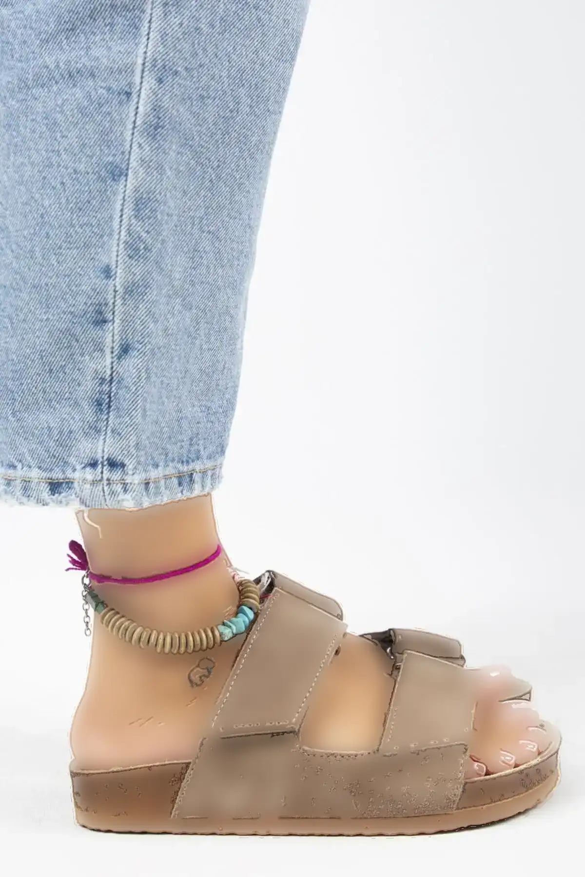 کفش راحتی خانه دمپایی چرم طبیعی وینا با بند چسبی به رنگ ویزون - 5266 کفش راحتی خانه دمپایی چرم طبیعی وینا با بند چسبی به رنگ ویزون - 5266