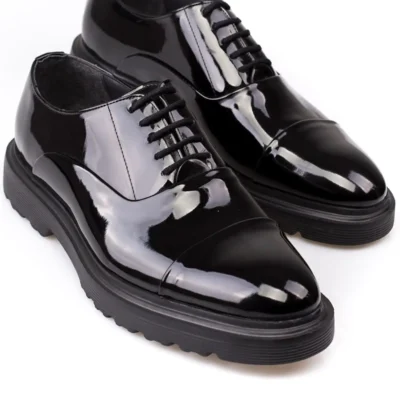 کفش رسمی مردانه کلاسیک با زیره ضخیم، سبک، لاک provided و مشکی - 4742