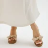 کفش راحتی خانه صندل زنانه پاشنه‌دار با پاپیون بژ - 5248