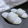 کفش راحتی خانه دمپایی خانگی سفید پشمی unisex با جلو باز - 3956
