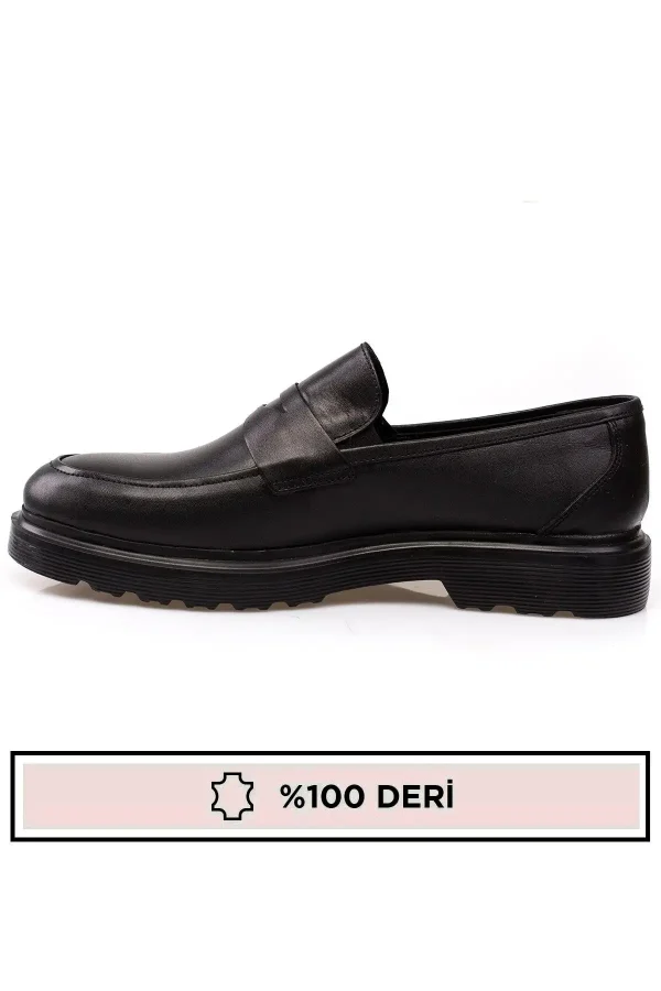 کفش رسمی مردانه چرم اصل با کفی بلند، نوع loafer - 5375