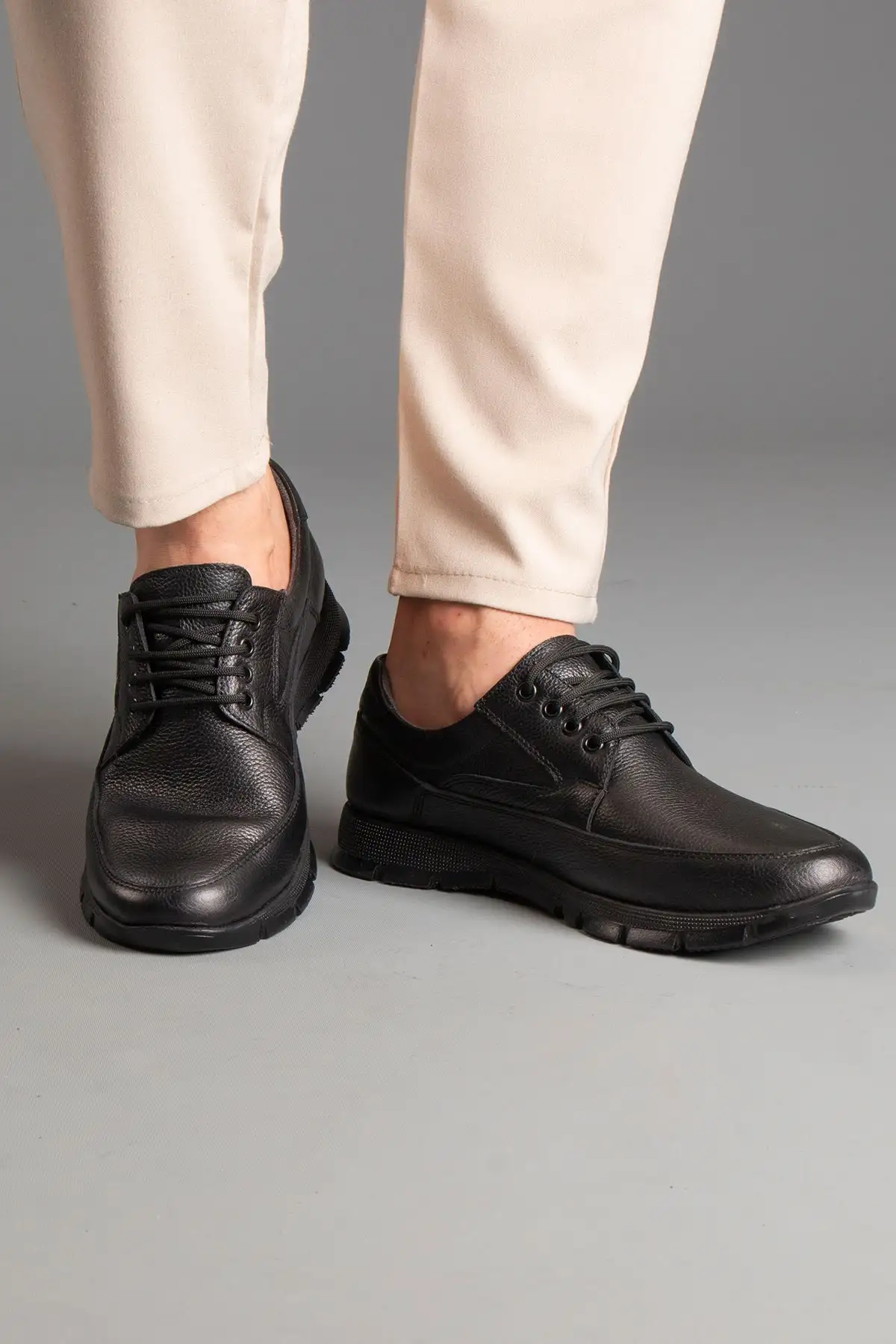 کفش روزمره مردانه زمستانی چرم با ماساژ پاشنه ارتوپدیک - 4809