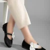 کفش اداری زنانه پاپوش مشکی ساتن با فیلونک، سبک و راحت، شیک برای کار و استفاده روزمره - 4398