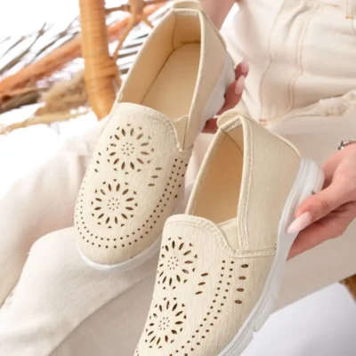 کفش اداری زنانه کفش روزمره زنانه با برش لیزری، کفش راحتی ارگان کار-اداری ارتوپدیک، کفش بامزه روزمره - 3215