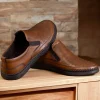 کفش روزمره مردانه - چرم طبیعی - - تابستانی - لوفر چرم قهوه‌ای - 5397