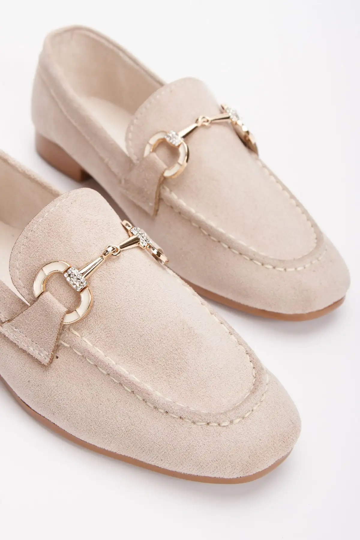 کفش تخت زنانه کفش راحتی زنانه متال توکالی از جنس جیر رنگ بژ - 3234 کفش تخت زنانه کفش راحتی زنانه متال توکالی از جنس جیر رنگ بژ - 3234