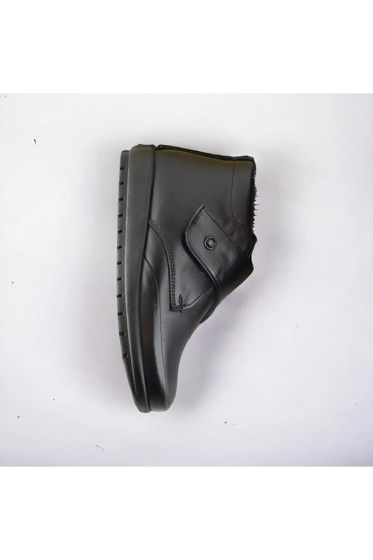 کفش اداری زنانه چکمه‌های مادرانه اورتوپدیک با زیره عاجی و پاشنه پشمالو از چرم طبیعی - 3549