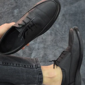 کفش روزمره مردانه مشکی با بند - پدر از چرم مصنوعی با طراحی کلاسیک و مدرن - 5305