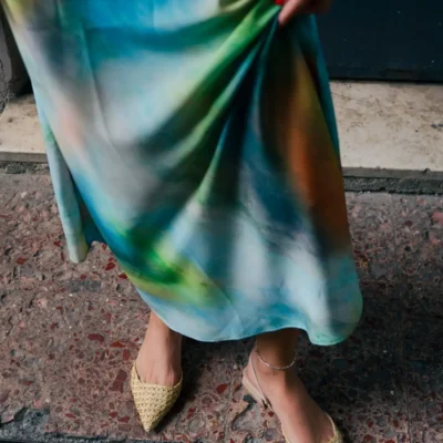 کفش تخت زنانه الویرا بیج آبی رنگ با پاشنه پشتی و نوک تیز - 4529