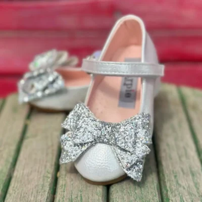 کفش دخترانه راحتی ortopedik با جزئیات پاپیون و پولک برای دختران کودک - 4554