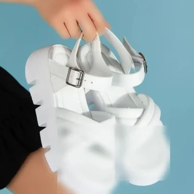 کفش صندل زنانه سندل ارتوپدیک سفید با زیره 4 سانتی‌متر - 4886