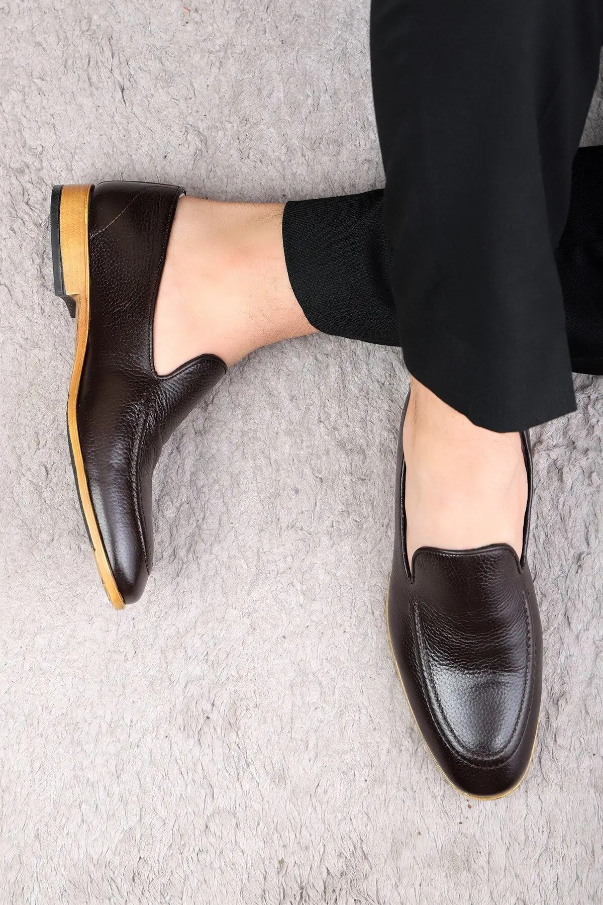 کفش سایز بزرگ مردانه - کلاسیک فلویای چرم طبیعی - کلاسیک لوفر - 4220