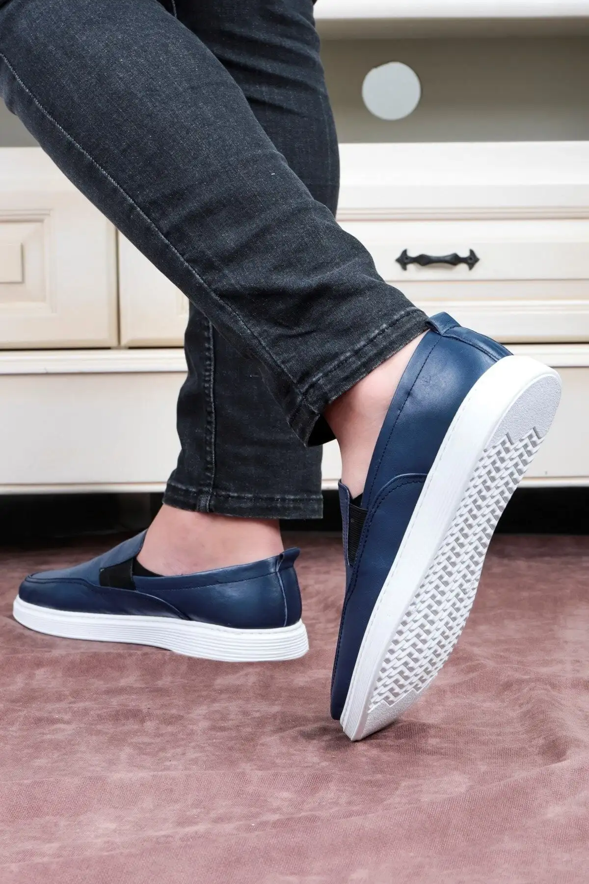 کفش سایز بزرگ مردانه  روزمره  از چرم طبیعی سئون،  لوافر،  تابستانی،  سبک به رنگ سرمهای - 5064 کفش سایز بزرگ مردانه روزمره از چرم طبیعی سئون، لوافر، تابستانی، سبک به رنگ سرمهای - 5064