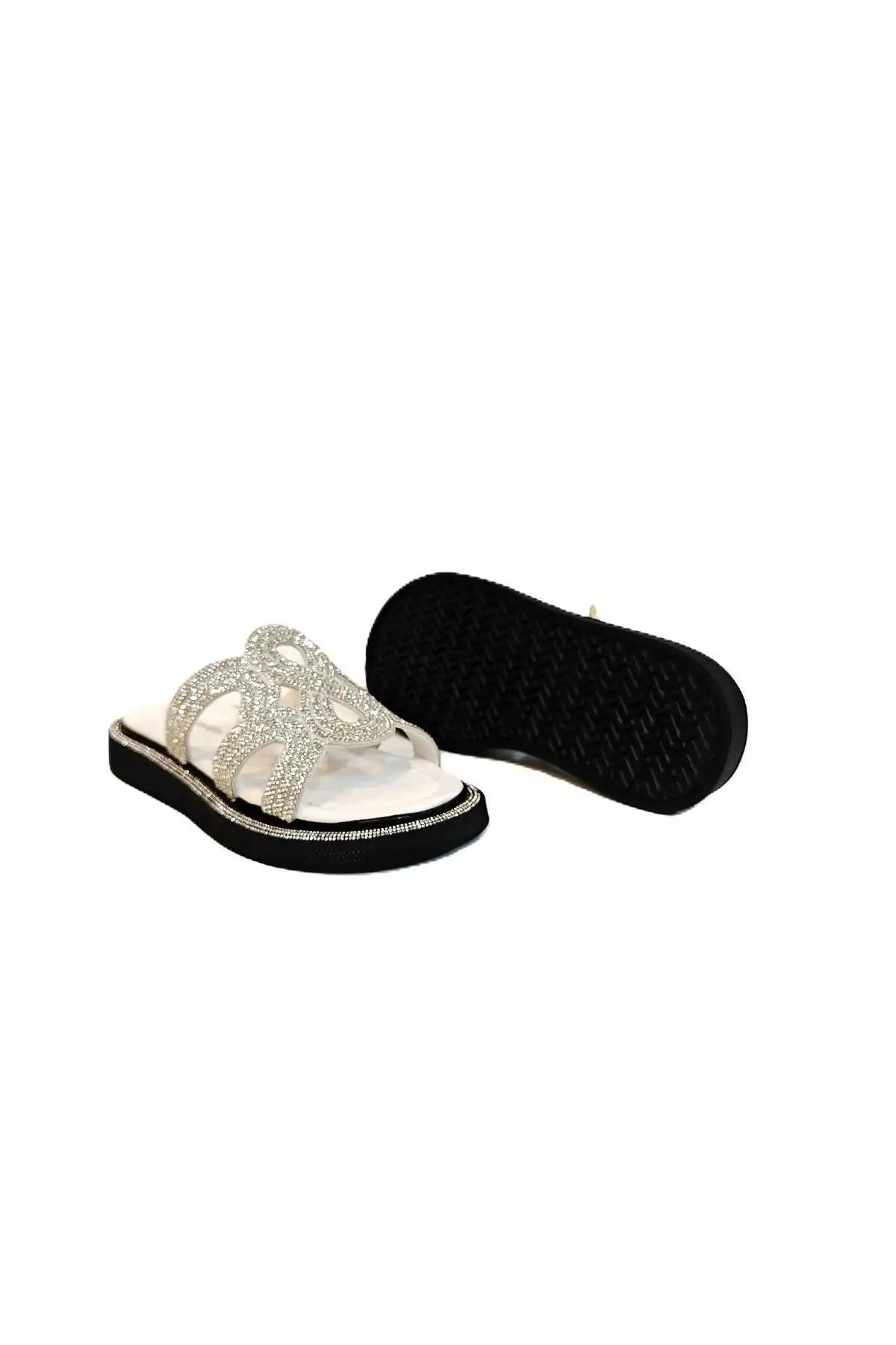 کفش راحتی خانه توجه: 7505 صندل با سنگ‌های سفید - 5260