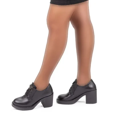 کفش پاشنه‌ بلند زنانه روزمره شیک با پاشنه 8 سانتی متر و کفی پلتفرم از چرم طبیعی با بند - 5129