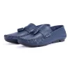 کفش سایز بزرگ مردانه روزانه از چرم طبیعی نوبل، loafer روکش دار به رنگ سرمه‌ای - 5067