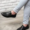 کفش روزمره مردانه چرم طبیعی، ، تابستانی، لوفر، چرم سیاه - 4790