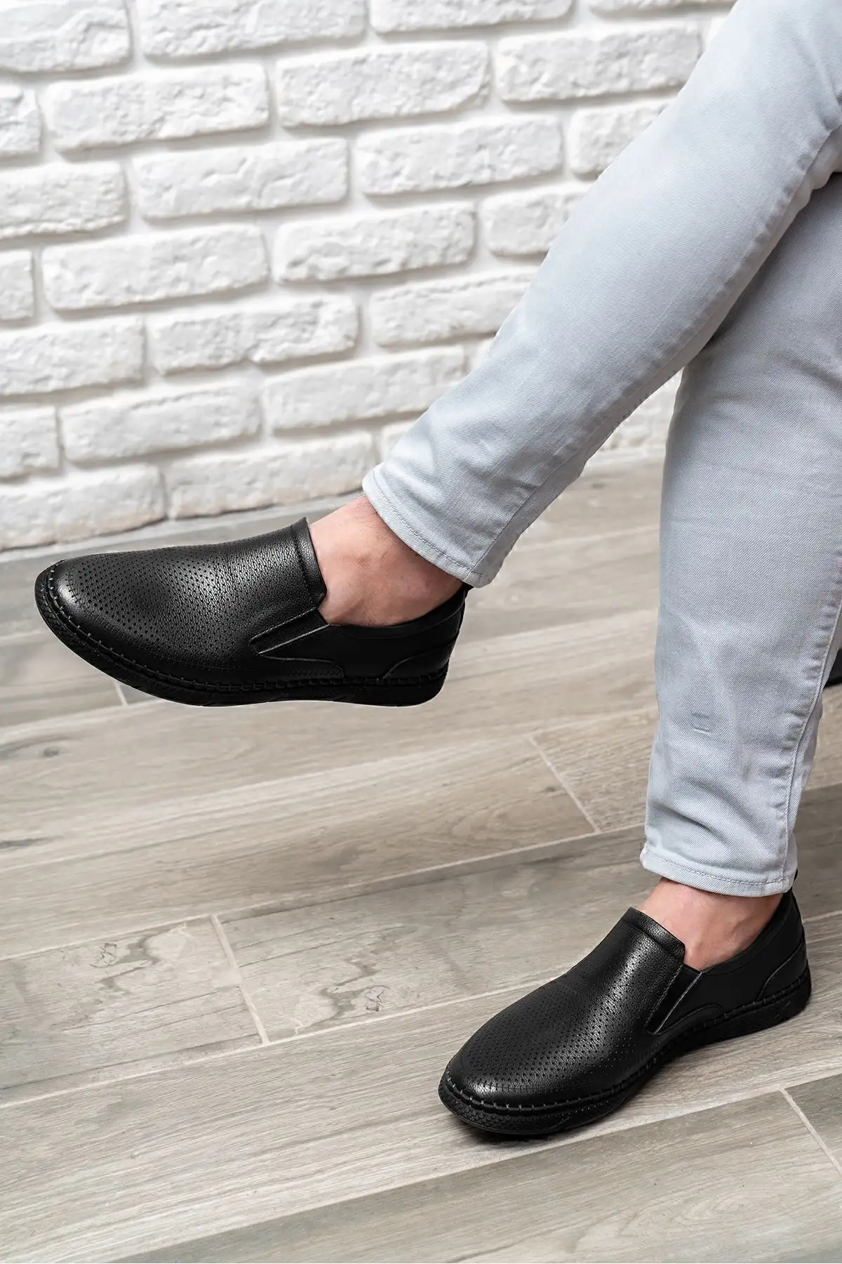 کفش روزمره مردانه چرم طبیعی، ، تابستانی، لوفر، چرم سیاه - 4790