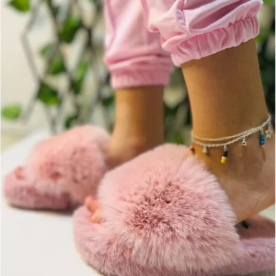 کفش راحتی خانه دمپایی خانگی پشمالو بی‌صدا - 3983