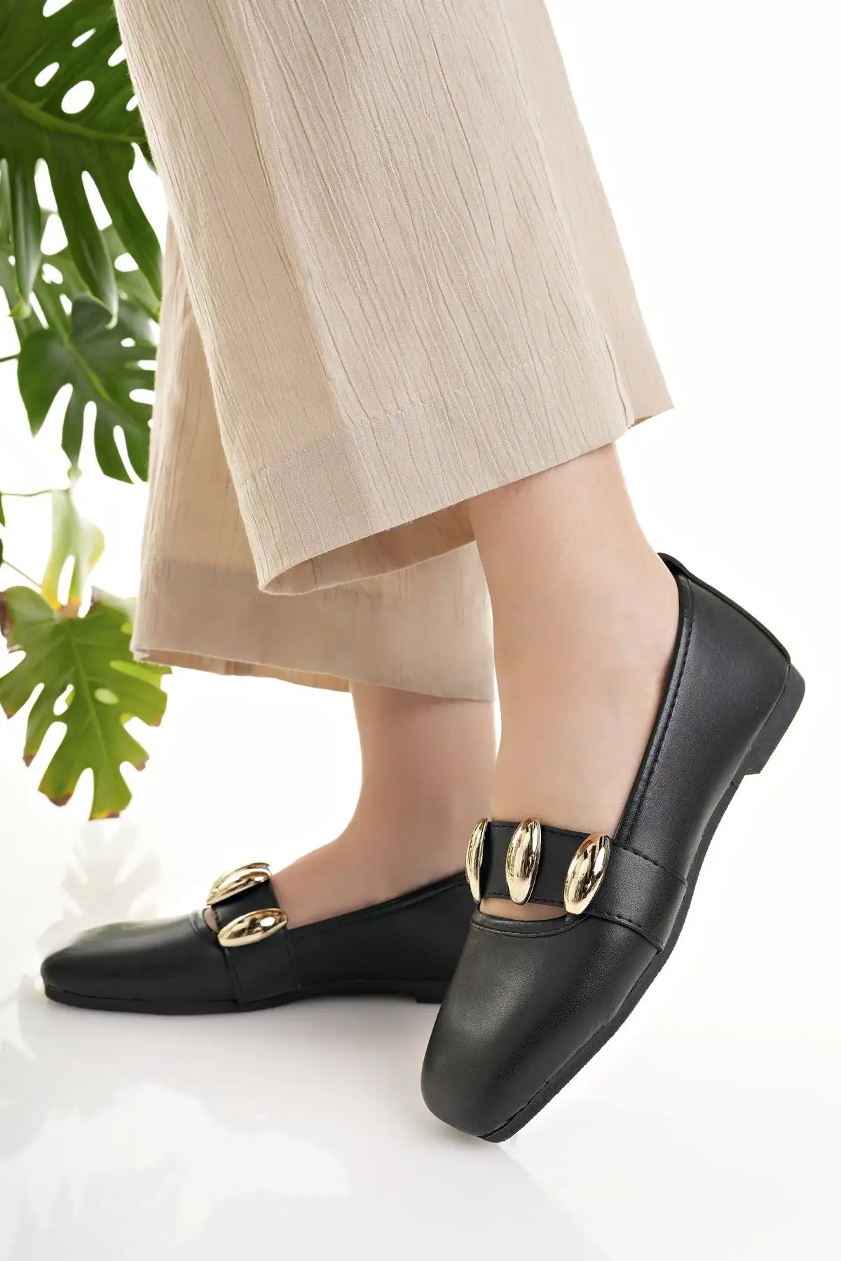 کفش تخت زنانه  باله  مشکی شیک برای خانه کار اداری و روزمره - 4528 کفش تخت زنانه باله مشکی شیک برای خانه کار اداری و روزمره - 4528