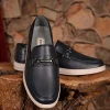 کفش رسمی مردانه روزمره loafer چرم اصل رنگ سرمه‌ای - مدلی که استحکام و شیک بودن را با هم ارائه می‌دهد. - 5381