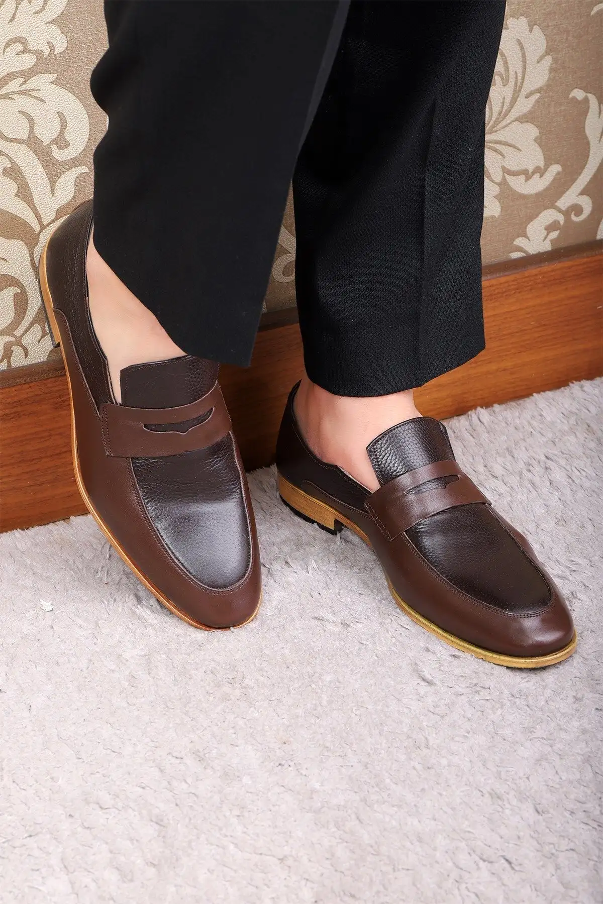 کفش سایز بزرگ مردانه کلاسیک چرم طبیعی میلازو، لوفر کلاسیک - 5061