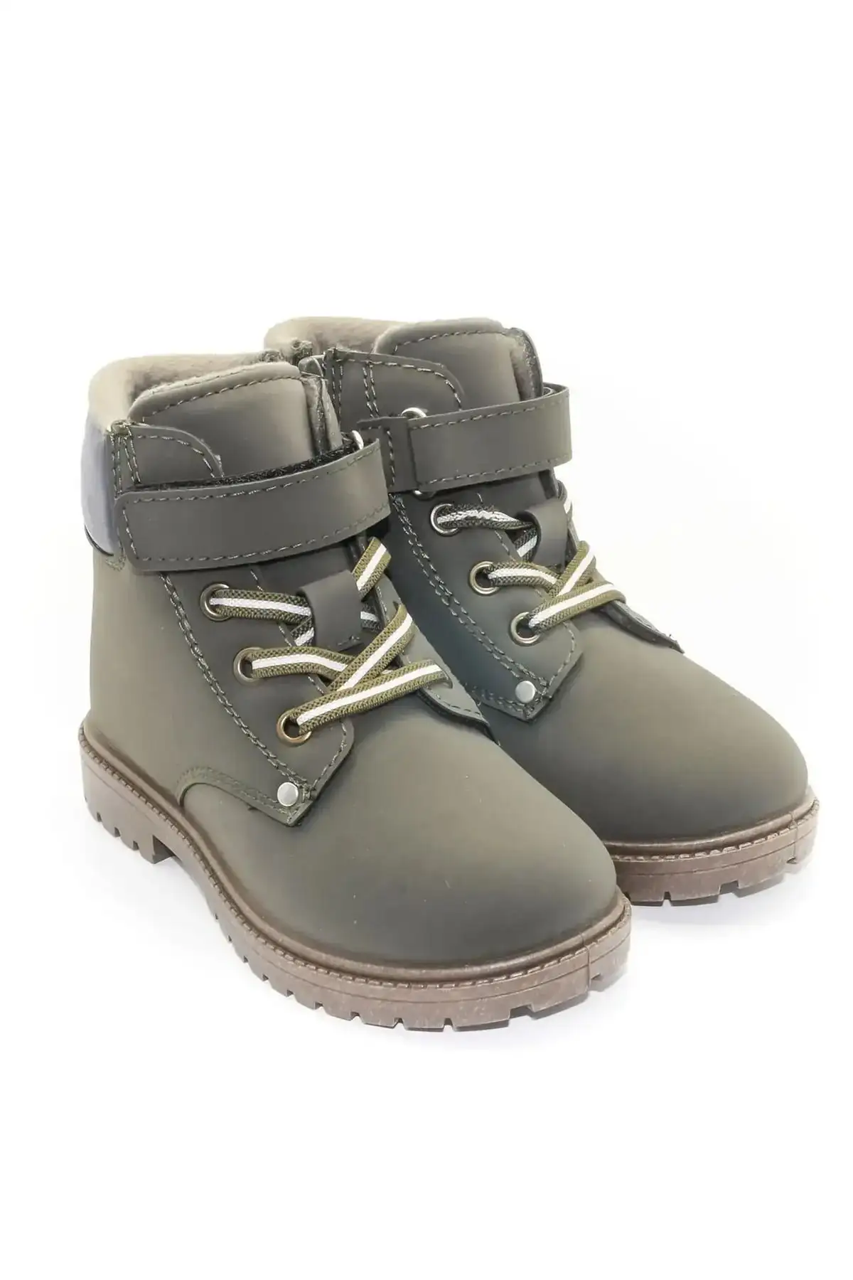 بوت بچگانه کفش  چرم سوئدی با آستر گرم رنگ خاکی - 3008 - 4920 بوت بچگانه کفش چرم سوئدی با آستر گرم رنگ خاکی - 3008 - 4920