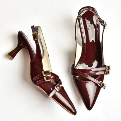 کفش پاشنه‌ بلند زنانه پاشنه کوتاه بوردو روگن مدل S518081208 - 4360
