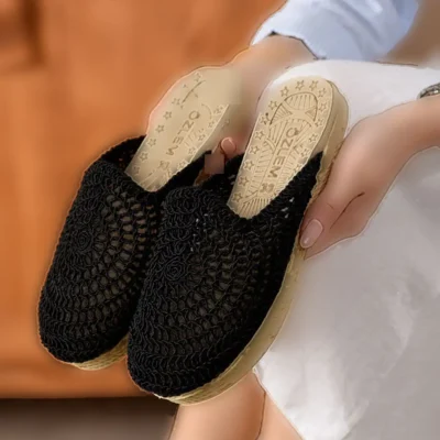 کفش راحتی خانه سامیرا زنانه روزمره راحت بافته شده گلیمی صندل حصیری تعطیلات جهیزیه - 5258