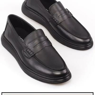 کفش رسمی مردانه آناتومیک با زیره پلی و رویه چرم واقعی بدون بند - 4734