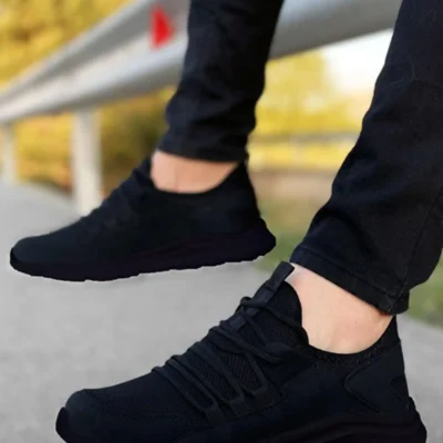 کفش سایز بزرگ مردانه ورزشی بافت سبک فوق العاده مشکی - 4226