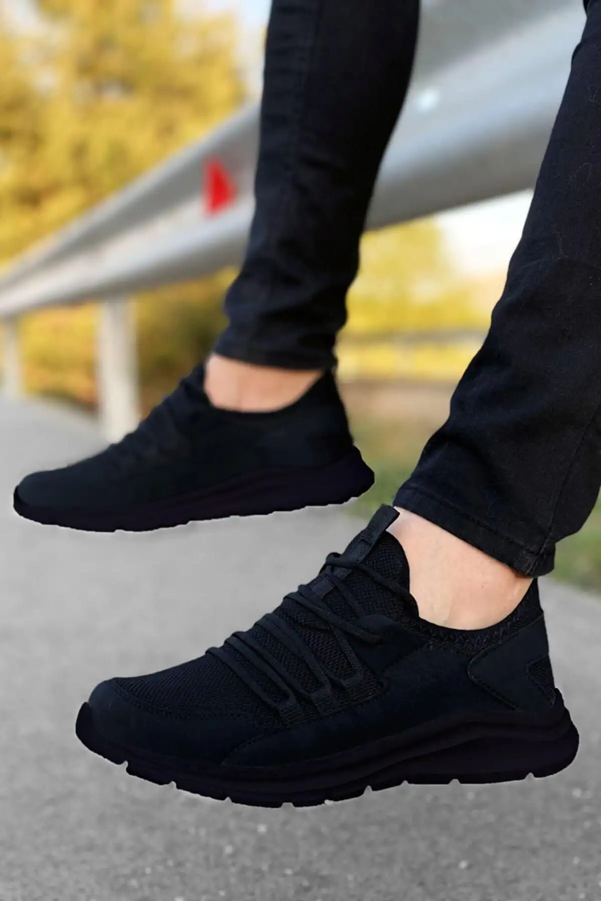 کفش سایز بزرگ مردانه  ورزشی بافت سبک فوق العاده مشکی - 4226 کفش سایز بزرگ مردانه ورزشی بافت سبک فوق العاده مشکی - 4226