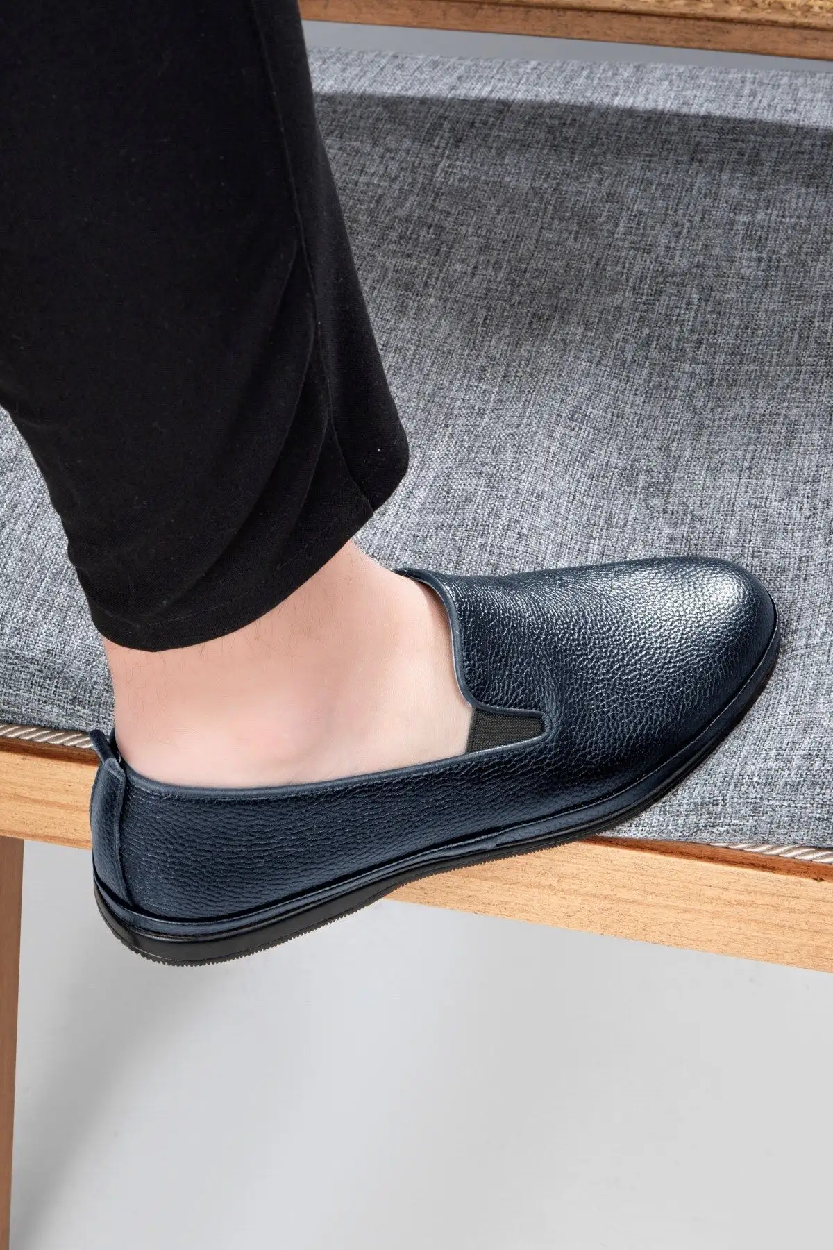 کفش مردانه کتانی راحتی مردانه کنت هاکیکی از چرم طبیعی، کفش پدر، کفش اورتوپدیک، لوفردار - 3270