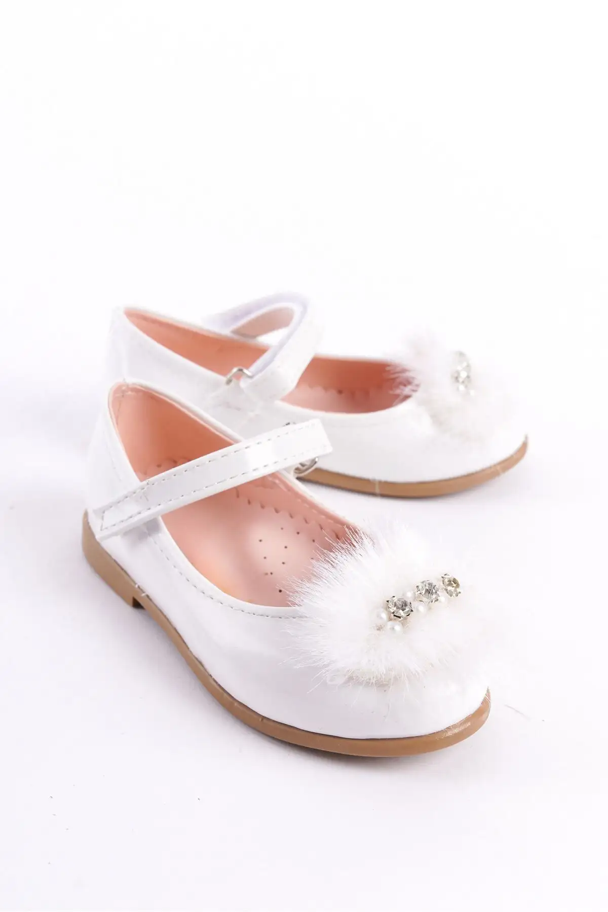 کفش بچگانه بابت دخترانه جدید فصل با جزئیات سنگ و پر سفید - 4412 کفش بچگانه بابت دخترانه جدید فصل با جزئیات سنگ و پر سفید - 4412