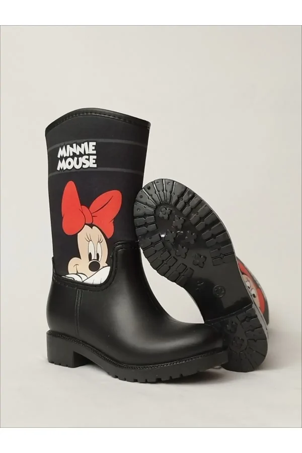 کفش دخترانه چکمه بارانی Minnie Mouse با طرح چاپی و دارای لایه پشمی ضد آب - 5216