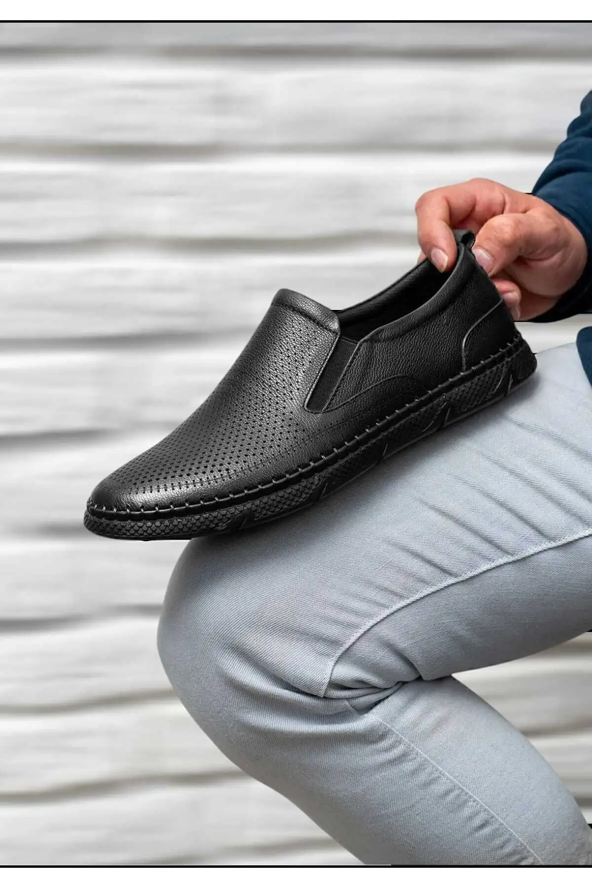 کفش روزمره مردانه چرم طبیعی، ، تابستانی، لوفر، چرم سیاه - 4790