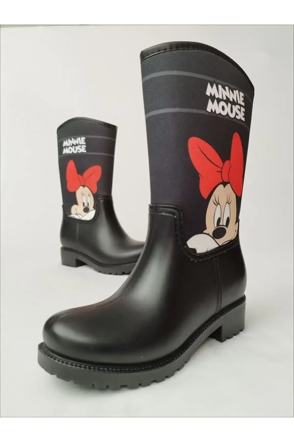 کفش دخترانه چکمه بارانی Minnie Mouse با طرح چاپی و دارای لایه پشمی ضد آب - 5216