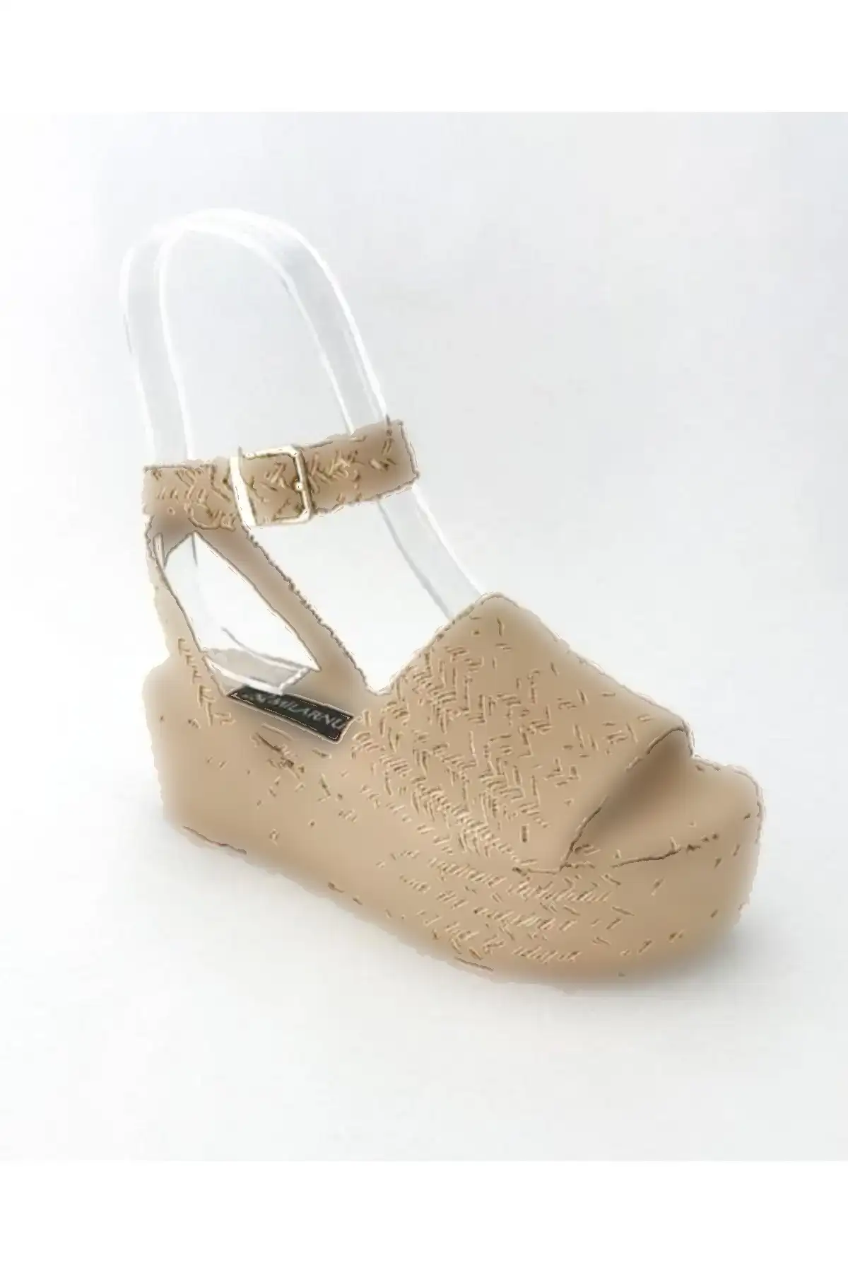 کفش پاشنه بلند زنانه  پاشنه  علفی  با رنگ بژ - 5132 کفش پاشنه بلند زنانه پاشنه علفی با رنگ بژ - 5132