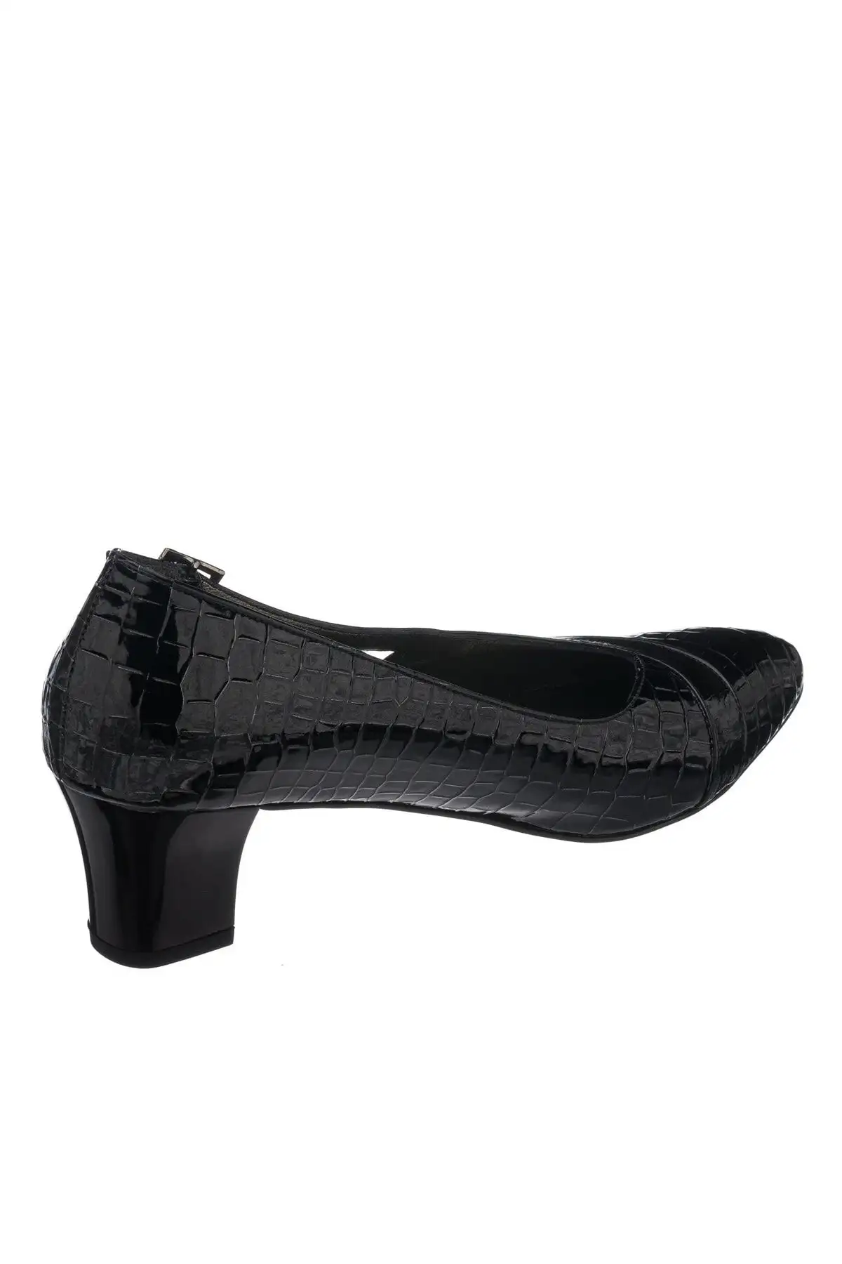 کفش پاشنه‌ بلند زنانه Ltf00151 پاشنه کوتاه راحت با طرح تمساح سیاه، ویژه برای مهمانی و استفاده روزمره با طراحی خاص. - 4349